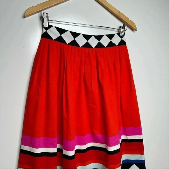 Kate Spade Geo Border Poplin Midi Skirt Size 0 - Picture 5 of 13
